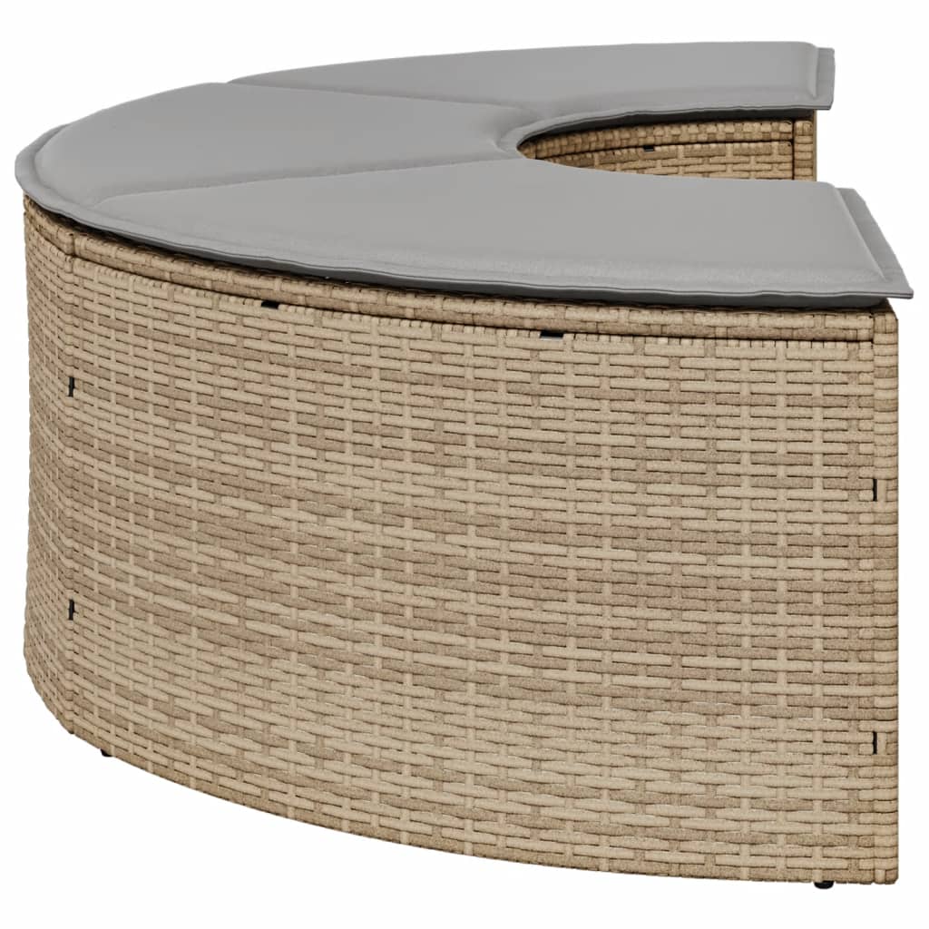 haveskammel med hynde polyrattan beige