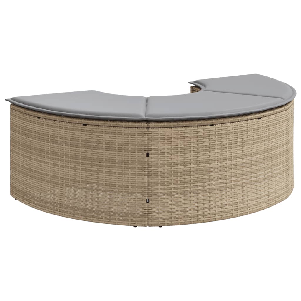 haveskammel med hynde polyrattan beige