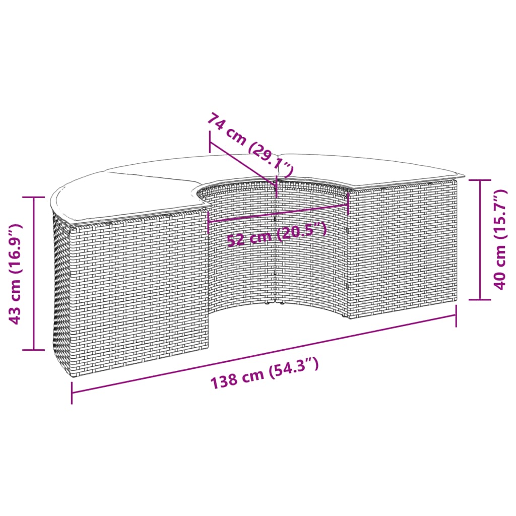haveskammel med hynde polyrattan beige