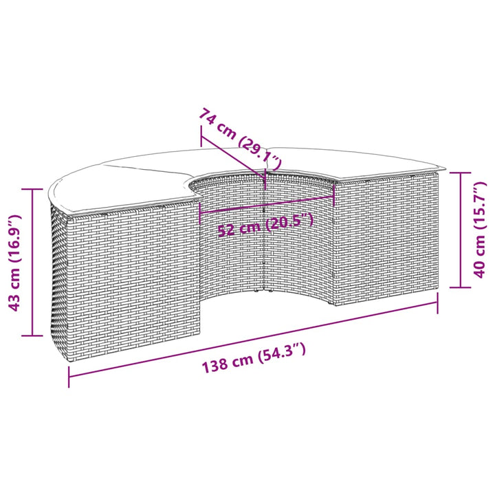 haveskammel med hynde polyrattan beige
