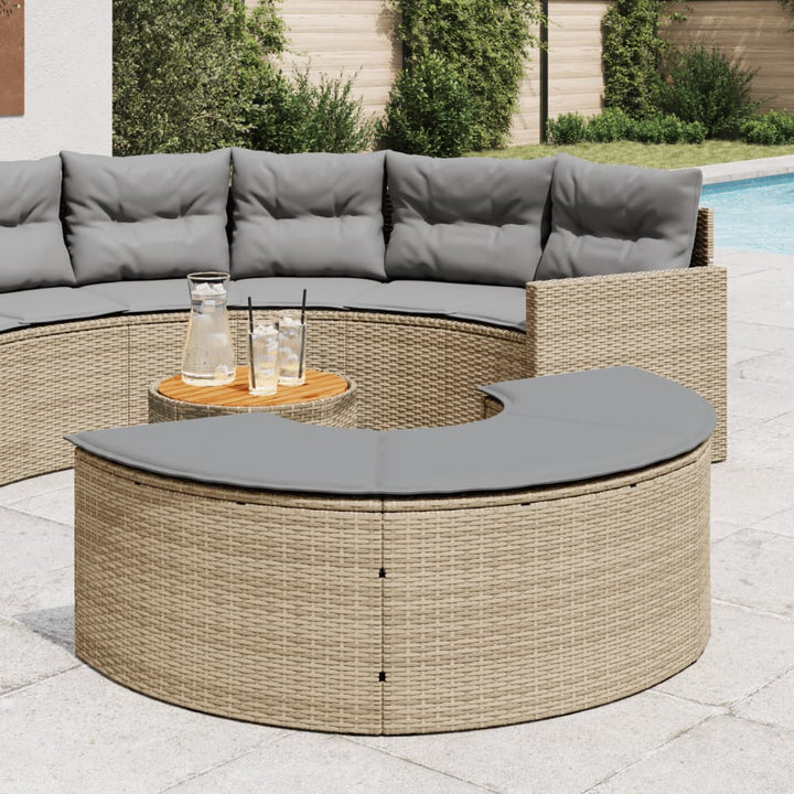 haveskammel med hynde polyrattan beige