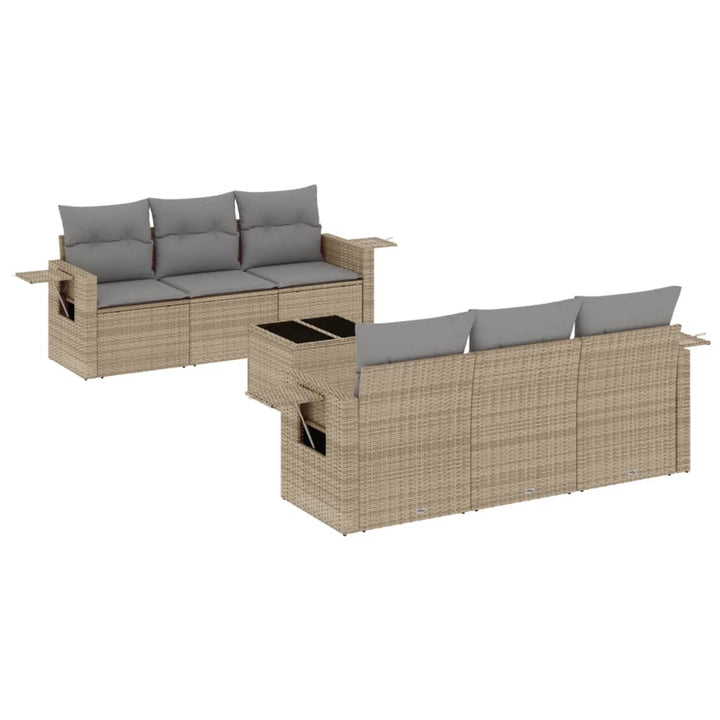 sofasæt til haven 7 dele med hynder polyrattan beige