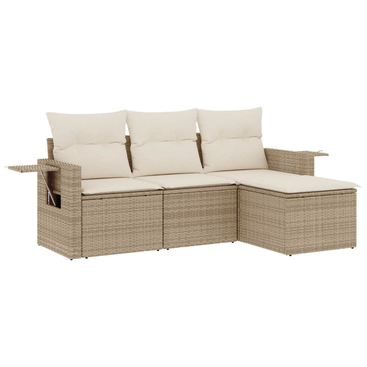 sofasæt til haven 4 dele med hynder polyrattan beige
