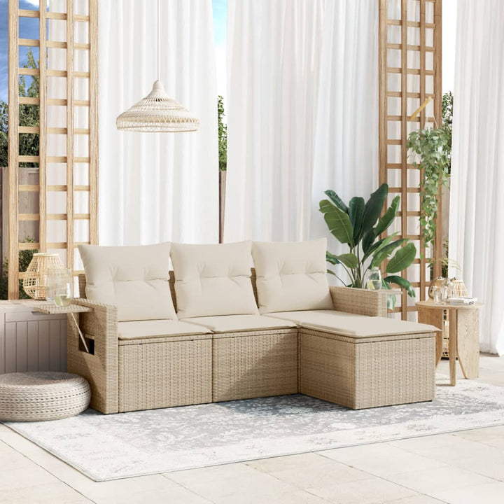sofasæt til haven 4 dele med hynder polyrattan beige