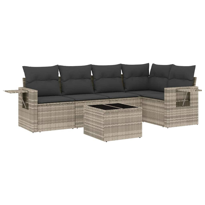 sofasæt til haven 6 dele med hynder polyrattan lysegrå