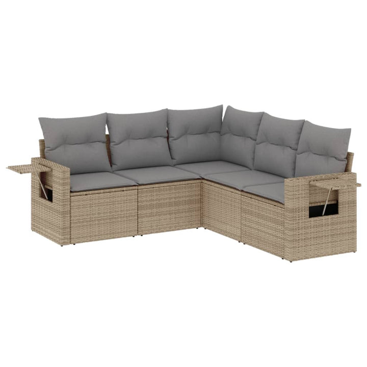 sofasæt til haven 5 dele med hynder polyrattan beige