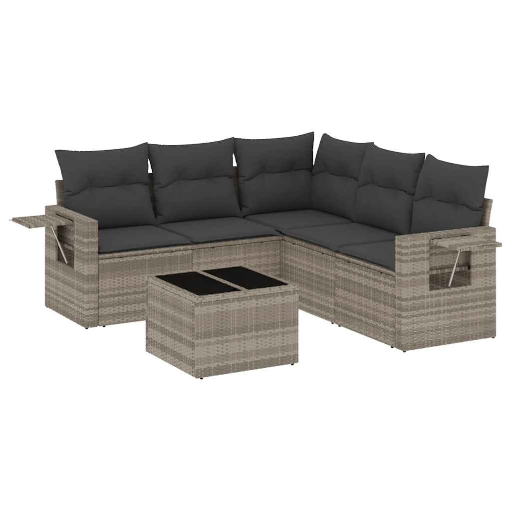 sofasæt til haven 6 dele med hynder polyrattan lysegrå