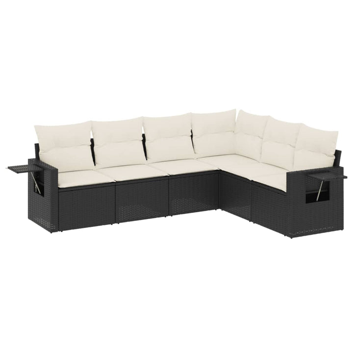 sofasæt til haven 6 dele med hynder polyrattan sort