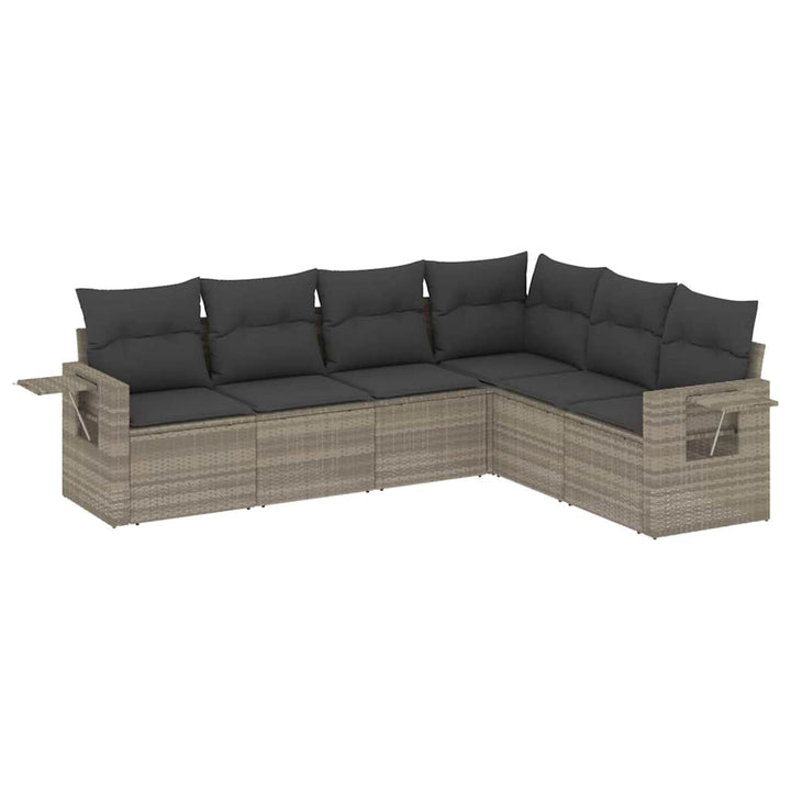 sofasæt til haven 6 dele med hynder polyrattan lysegrå