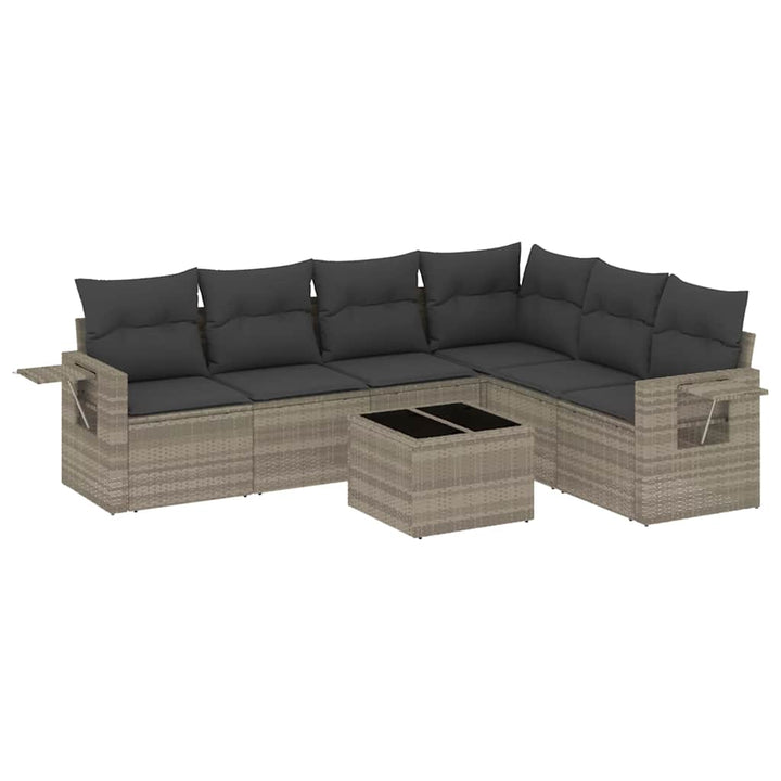 sofasæt til haven 7 dele med hynder polyrattan lysegrå