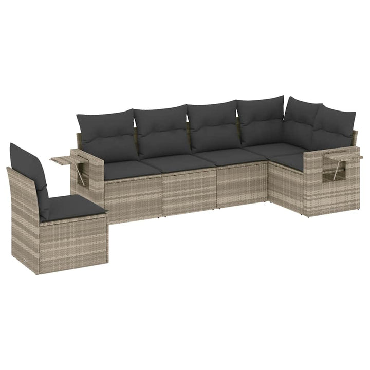 sofasæt til haven 6 dele med hynder polyrattan lysegrå
