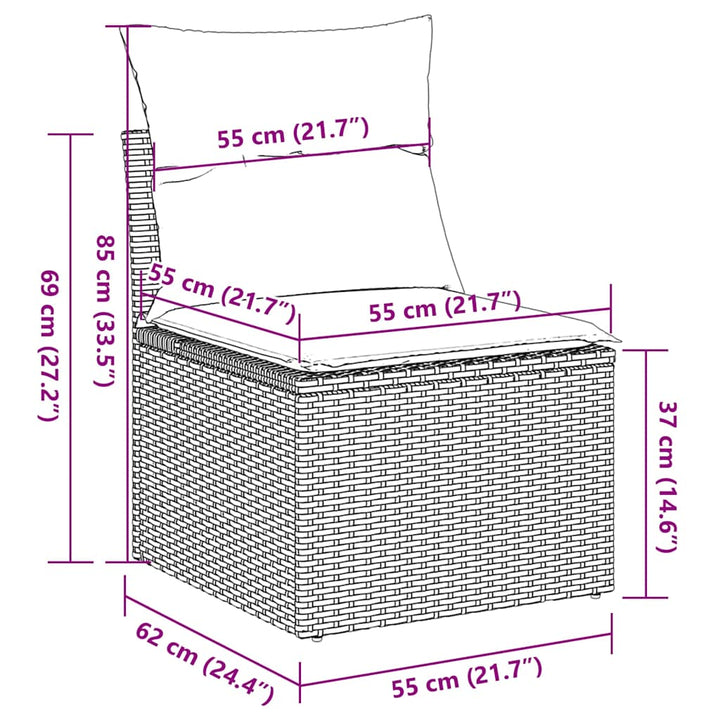 sofasæt til haven 6 dele med hynder polyrattan brun