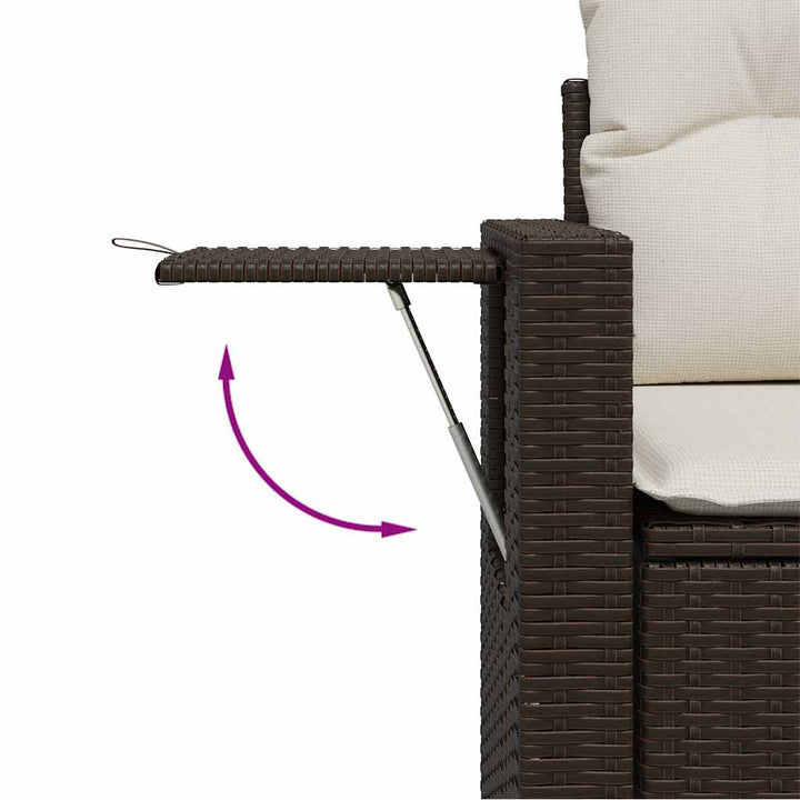 sofasæt til haven 7 dele med hynder polyrattan brun