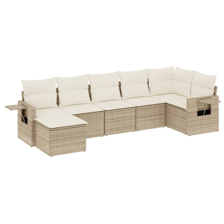 sofasæt til haven 7 dele med hynder polyrattan beige