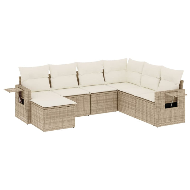 sofasæt til haven 7 dele med hynder polyrattan beige