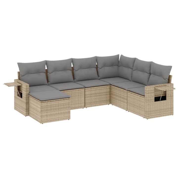 sofasæt til haven 7 dele med hynder polyrattan beige