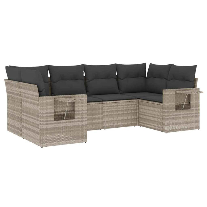 sofasæt til haven 6 dele med hynder polyrattan lysegrå