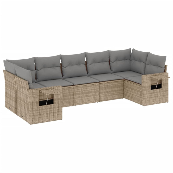 sofasæt til haven 7 dele med hynder polyrattan beige