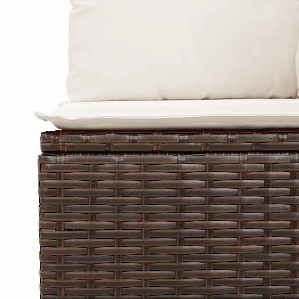 sofasæt til haven 7 dele med hynder polyrattan brun