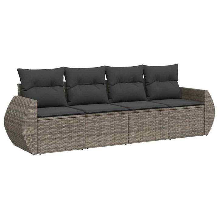 sofasæt til haven 4 dele med hynder polyrattan grå