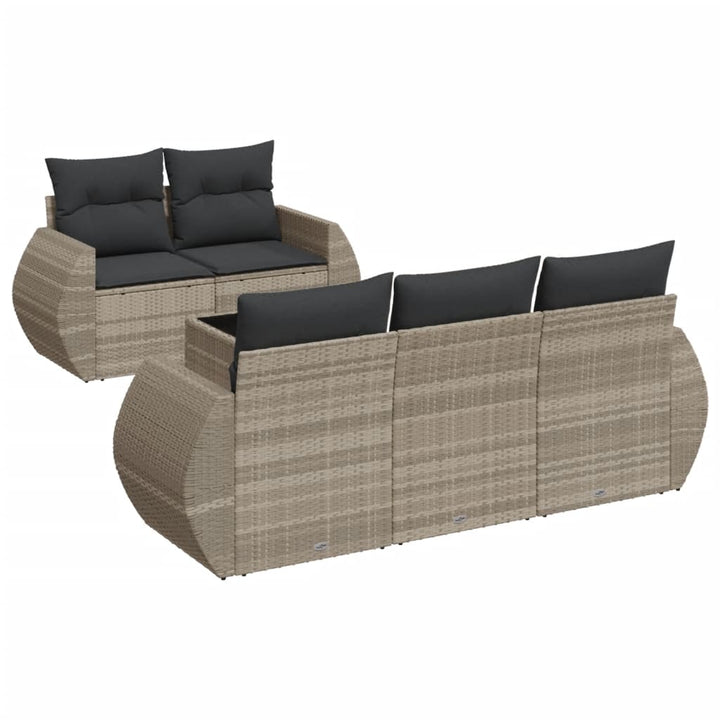 sofasæt til haven 6 dele med hynder polyrattan lysegrå
