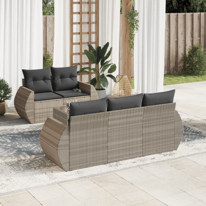 sofasæt til haven 6 dele med hynder polyrattan lysegrå