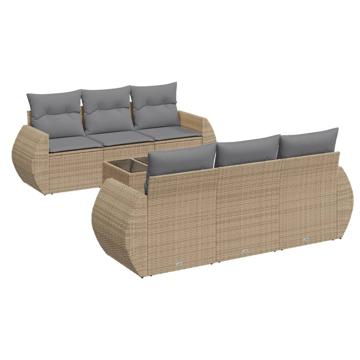 sofasæt til haven 7 dele med hynder polyrattan beige