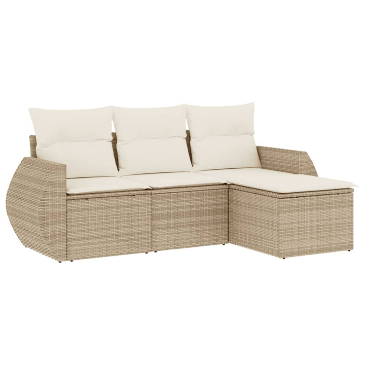 sofasæt til haven 4 dele med hynder polyrattan beige