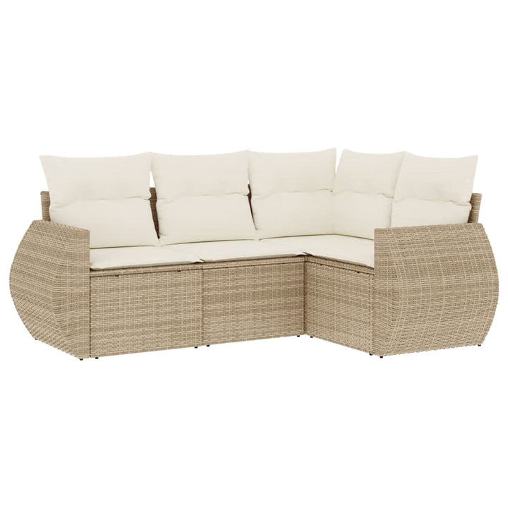 sofasæt til haven 4 dele med hynder polyrattan beige