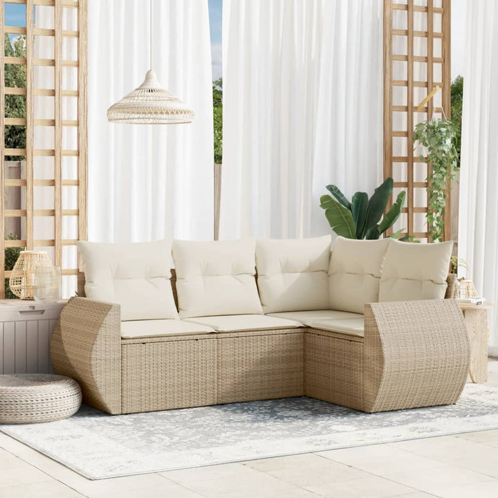 sofasæt til haven 4 dele med hynder polyrattan beige