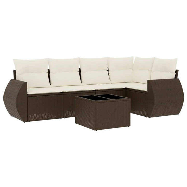 sofasæt til haven 6 dele med hynder polyrattan brun