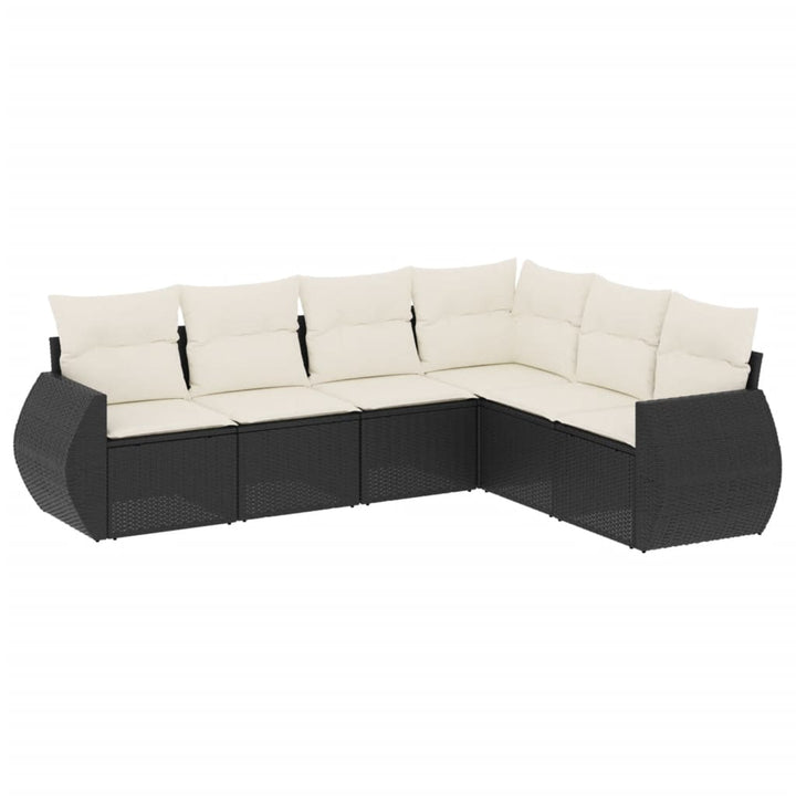 sofasæt til haven 6 dele med hynder polyrattan sort