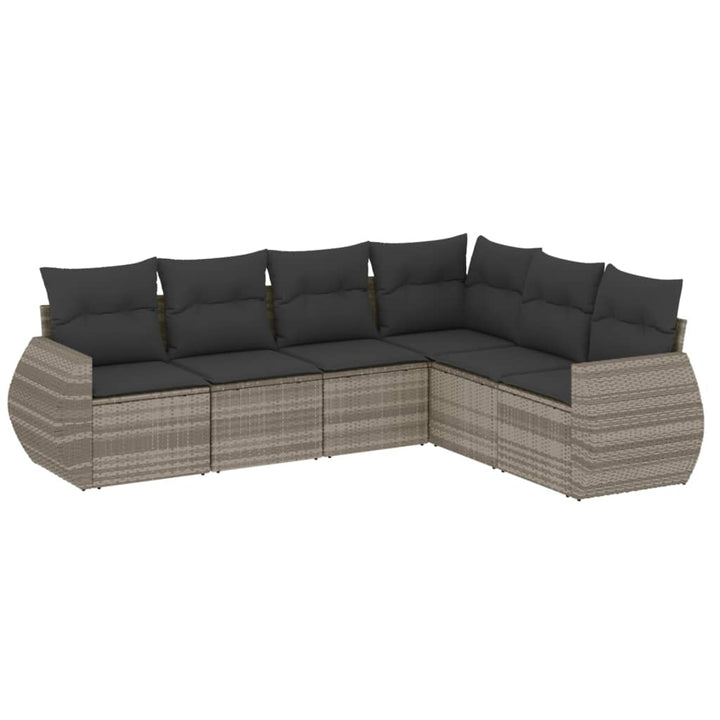 sofasæt til haven 6 dele med hynder polyrattan lysegrå