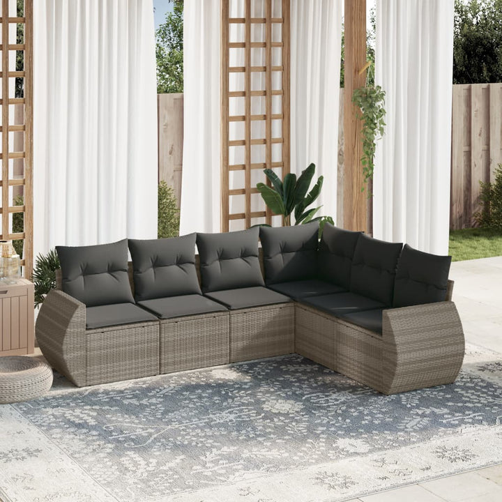 sofasæt til haven 6 dele med hynder polyrattan lysegrå