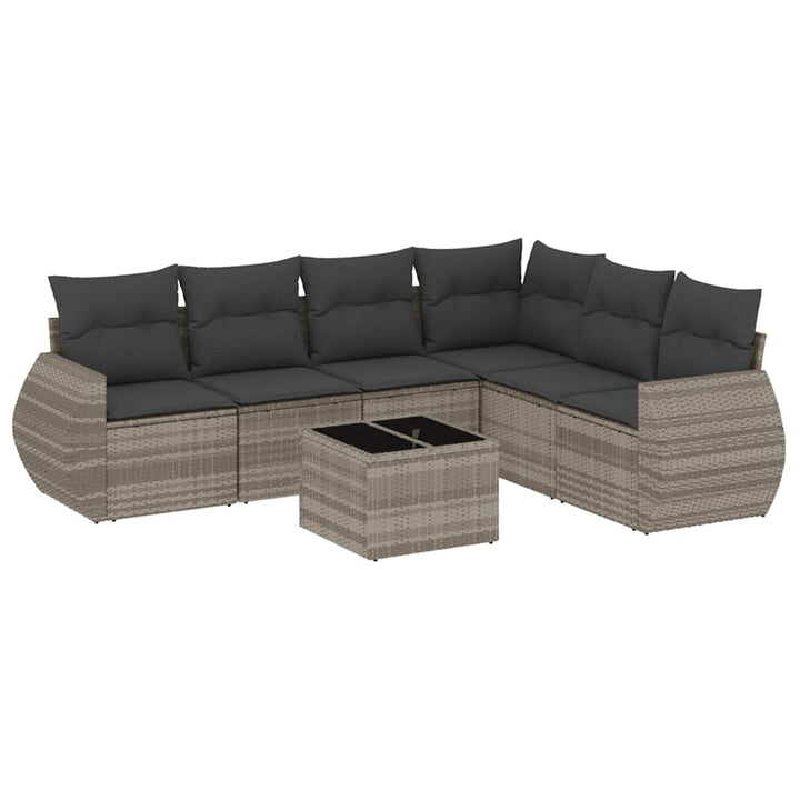 sofasæt til haven 7 dele med hynder polyrattan lysegrå