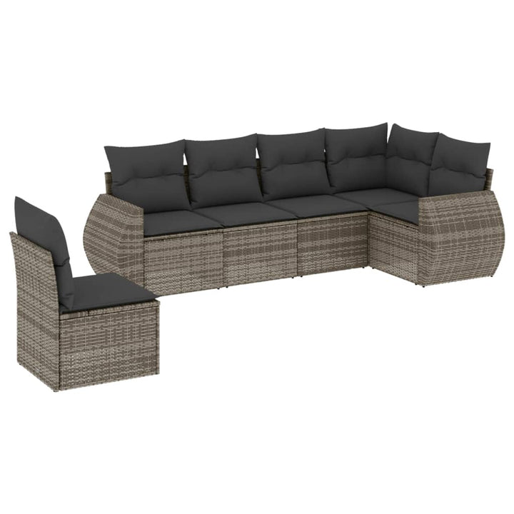 sofasæt til haven 6 dele med hynder polyrattan grå