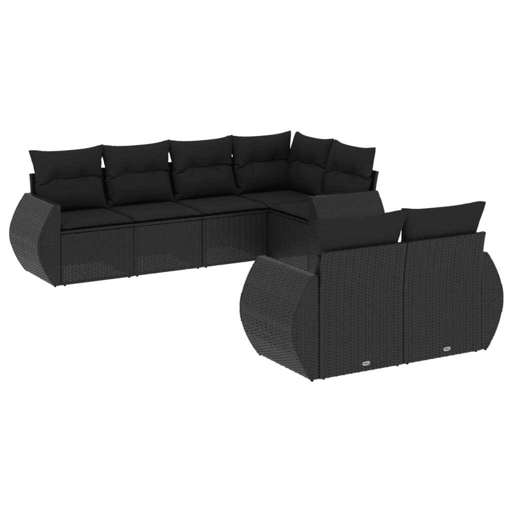 sofasæt til haven 7 dele med hynder polyrattan sort