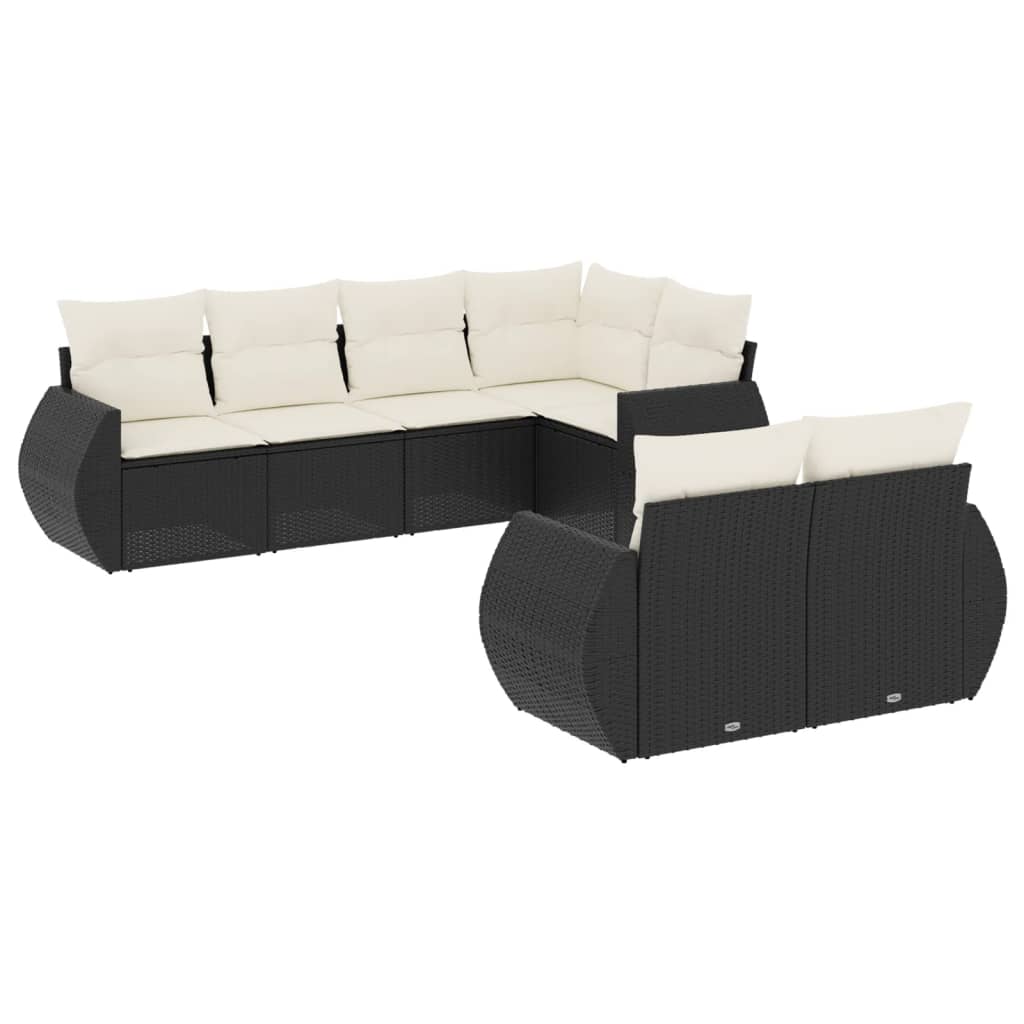 sofasæt til haven 7 dele med hynder polyrattan sort