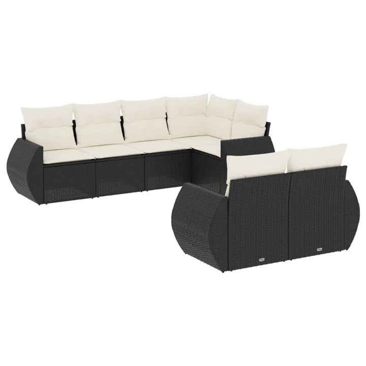 sofasæt til haven 7 dele med hynder polyrattan sort