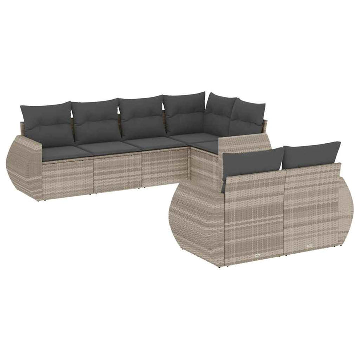 sofasæt til haven 7 dele med hynder polyrattan lysegrå