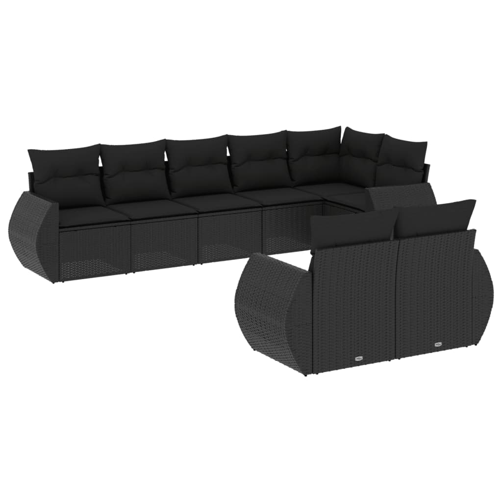 sofasæt til haven 8 dele med hynder polyrattan sort