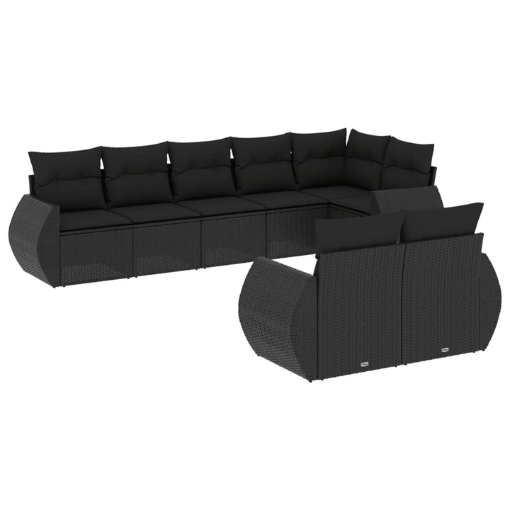 sofasæt til haven 8 dele med hynder polyrattan sort
