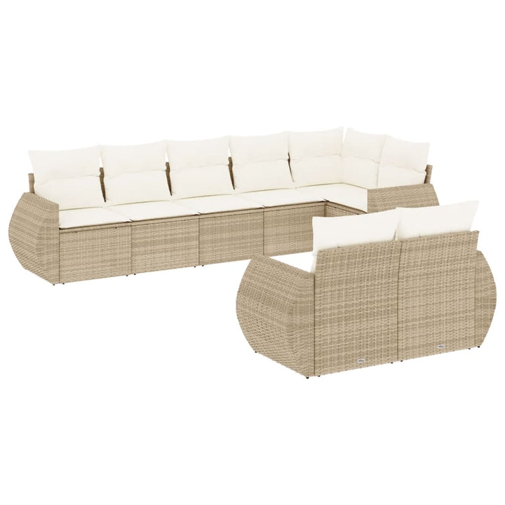 sofasæt til haven 8 dele med hynder polyrattan beige