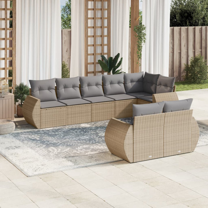 sofasæt til haven 8 dele med hynder polyrattan beige