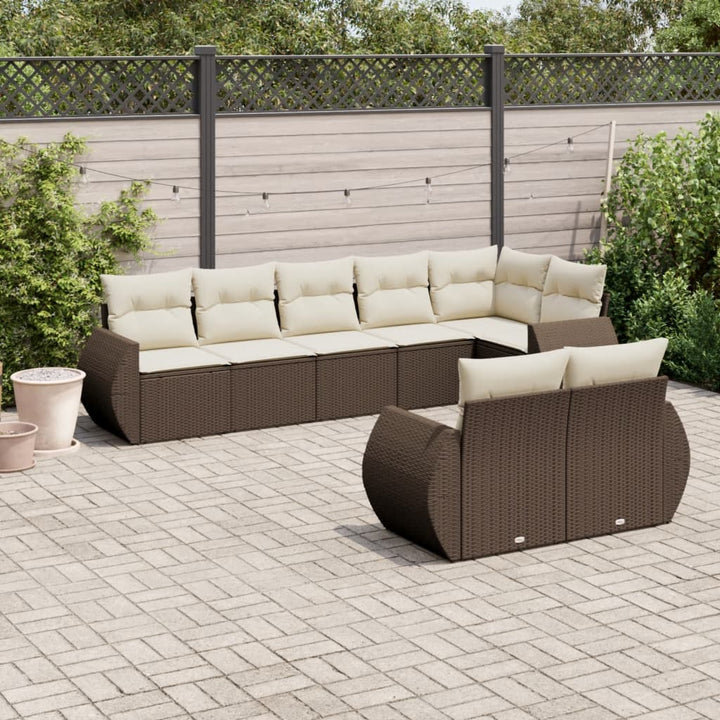 sofasæt til haven 8 dele med hynder polyrattan brun