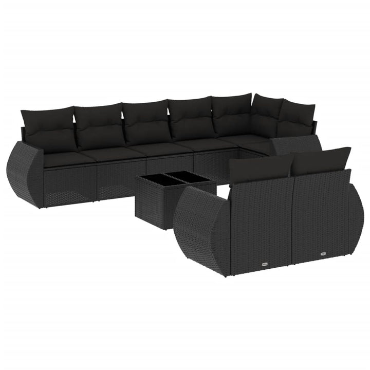 sofasæt til haven 9 dele med hynder polyrattan sort
