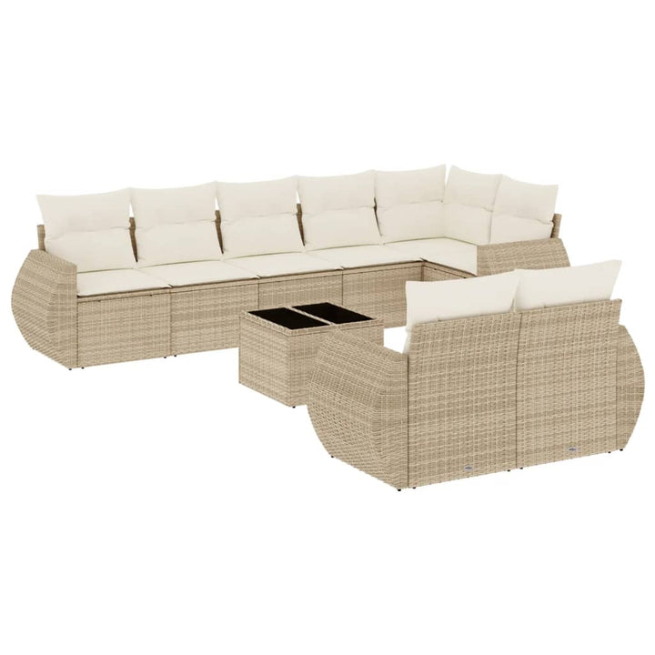 sofasæt til haven 9 dele med hynder polyrattan beige