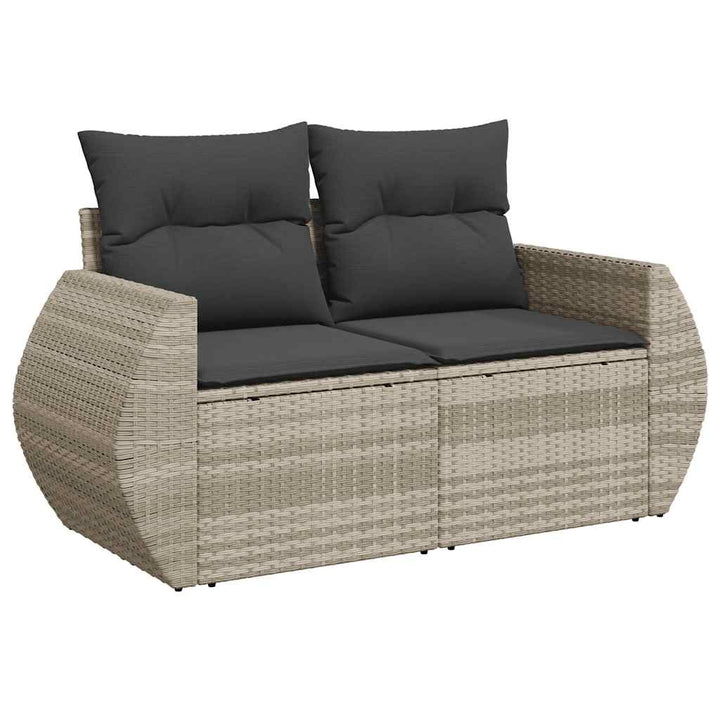 sofasæt til haven 9 dele med hynder polyrattan lysegrå