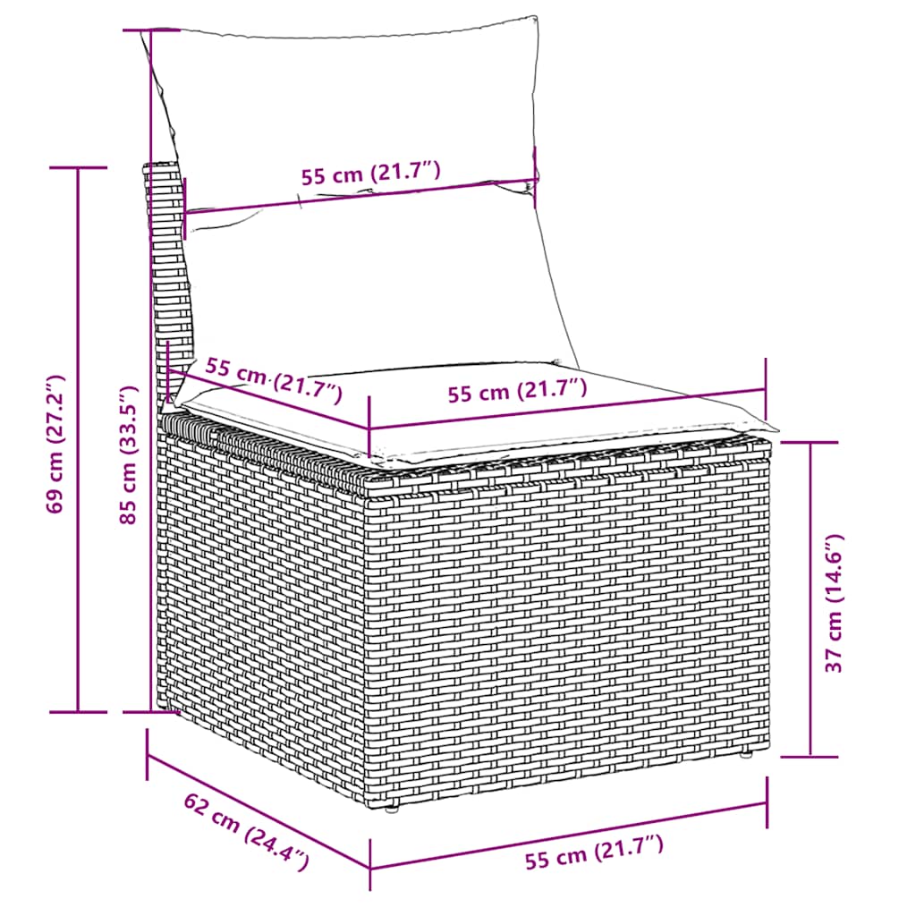 sofasæt til haven 9 dele med hynder polyrattan lysegrå