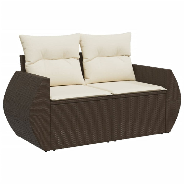 sofasæt til haven 9 dele med hynder polyrattan brun